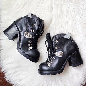 90's Stone Ridge By Aldo Leather Combat Biker Moto Boots – Italian Sole – Sz 38